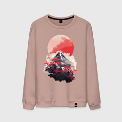Свитшот хлопковый мужской Солнце на фоне горы, цвет: пыльно-розовый