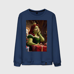 Свитшот хлопковый мужской Шрек: Фиона с подарками, цвет: тёмно-синий