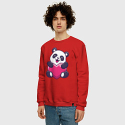 Свитшот хлопковый мужской Сердце панды, цвет: красный — фото 2