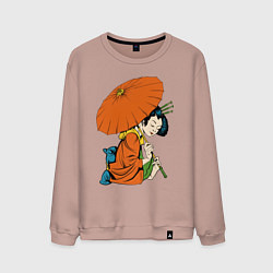 Свитшот хлопковый мужской Японка с зонтом, цвет: пыльно-розовый