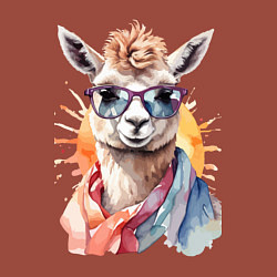 Свитшот хлопковый мужской Лама в очках цвет, цвет: кирпичный — фото 2