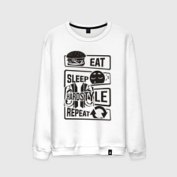 Свитшот хлопковый мужской Eat sleep hardstyle, цвет: белый