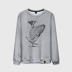 Свитшот хлопковый мужской Гусь в зимней шапке, цвет: меланж