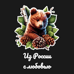 Свитшот хлопковый мужской Из России с любовью - мишка с шишками, цвет: черный — фото 2