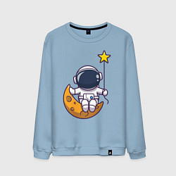 Свитшот хлопковый мужской Звёздный космонавт, цвет: мягкое небо