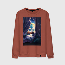 Свитшот хлопковый мужской Кролик в пижаме, цвет: кирпичный