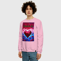 Свитшот хлопковый мужской Сапфировое сердце, цвет: светло-розовый — фото 2