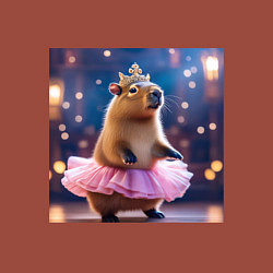 Свитшот хлопковый мужской Мем капибара балерина в розовой юбочке и короне, цвет: кирпичный — фото 2