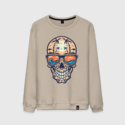 Свитшот хлопковый мужской Summer skull, цвет: миндальный