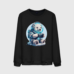 Свитшот хлопковый мужской Белый медвежонок - кибер спорт, цвет: черный