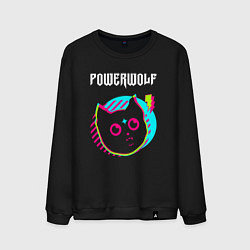 Свитшот хлопковый мужской Powerwolf rock star cat, цвет: черный