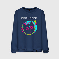 Свитшот хлопковый мужской Disturbed rock star cat, цвет: тёмно-синий