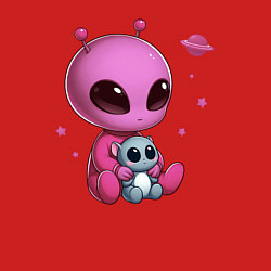 Свитшот хлопковый мужской Ребенок пришелец девочка, цвет: красный — фото 2