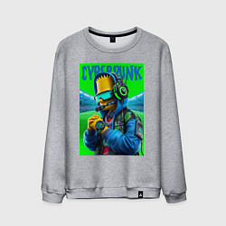 Свитшот хлопковый мужской Cyber Bart Simpson - ai art fantasy, цвет: меланж