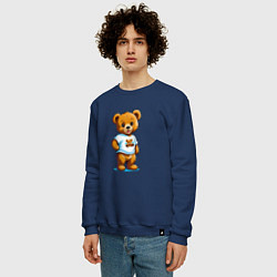 Свитшот хлопковый мужской Медвежонок в футболке, цвет: тёмно-синий — фото 2