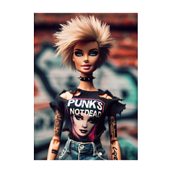 Свитшот хлопковый мужской Punks not dead - Barbie ai art, цвет: белый — фото 2