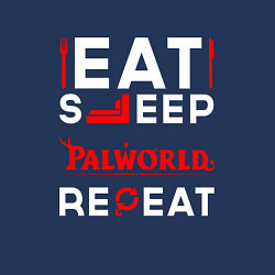 Свитшот хлопковый мужской Надпись eat sleep Palworld repeat, цвет: тёмно-синий — фото 2