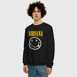 Свитшот хлопковый мужской Nirvana original, цвет: черный — фото 2