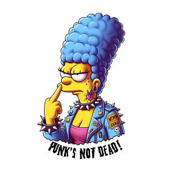 Свитшот хлопковый мужской Marge Simpson - punks not dead motto, цвет: белый — фото 2