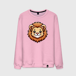 Свитшот хлопковый мужской Мордочка льва, цвет: светло-розовый