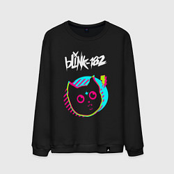 Свитшот хлопковый мужской Blink 182 rock star cat, цвет: черный