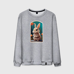 Свитшот хлопковый мужской Пушистый маленький кролик, цвет: меланж