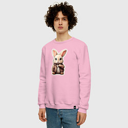 Свитшот хлопковый мужской Маленький пушистый кролик, цвет: светло-розовый — фото 2