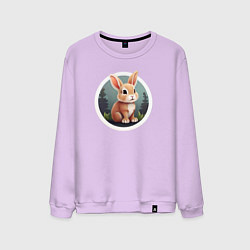 Свитшот хлопковый мужской Маленький пушистый кролик, цвет: лаванда