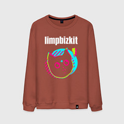 Свитшот хлопковый мужской Limp Bizkit rock star cat, цвет: кирпичный