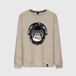Свитшот хлопковый мужской Music gorilla, цвет: миндальный