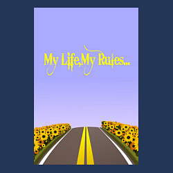 Свитшот хлопковый мужской Поле подсолнухи: my life my rules, цвет: тёмно-синий — фото 2