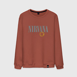 Свитшот хлопковый мужской Nirvana logo smile, цвет: кирпичный