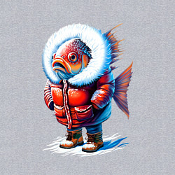 Свитшот хлопковый мужской Рыба в шубе в снегу, цвет: меланж — фото 2