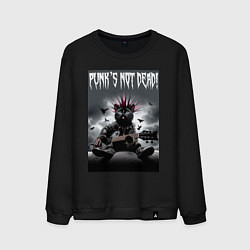 Свитшот хлопковый мужской Cool kitten - punks not dead, цвет: черный