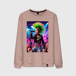 Свитшот хлопковый мужской Барби панк певица - нейросеть, цвет: пыльно-розовый