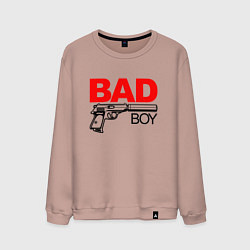 Свитшот хлопковый мужской Bad boy with gun, цвет: пыльно-розовый