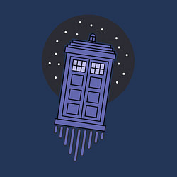 Свитшот хлопковый мужской Tardis fly, цвет: тёмно-синий — фото 2