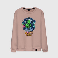 Свитшот хлопковый мужской Инопланетянин - геймер, цвет: пыльно-розовый