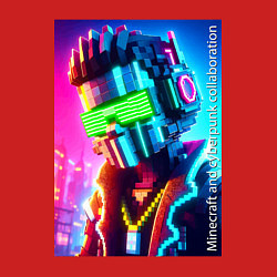 Свитшот хлопковый мужской Minecraft and cyberpunk - collaboration ai art, цвет: красный — фото 2