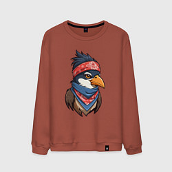 Свитшот хлопковый мужской Птица в бандане в стиле Хип-хоп, цвет: кирпичный