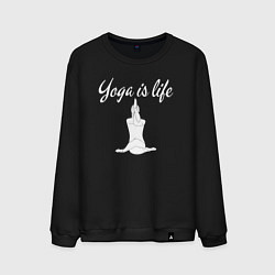 Свитшот хлопковый мужской Yoga is life, цвет: черный