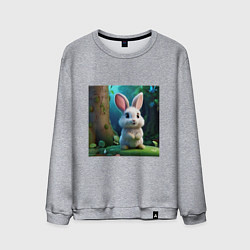 Свитшот хлопковый мужской Зайчик на поляне, цвет: меланж