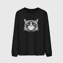 Свитшот хлопковый мужской Мем Grumpy cat, цвет: черный