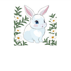 Свитшот хлопковый мужской Милый зайчонок на фоне цветов, цвет: белый — фото 2