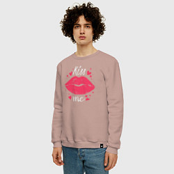 Свитшот хлопковый мужской Kiss me, цвет: пыльно-розовый — фото 2