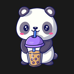 Свитшот хлопковый мужской Panda drink, цвет: черный — фото 2