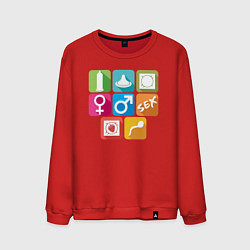 Свитшот хлопковый мужской Значки секса, цвет: красный