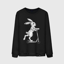 Свитшот хлопковый мужской Зайчик с самокатом, цвет: черный