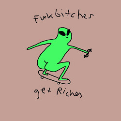 Свитшот хлопковый мужской Fuck bitches get riches - skateboard alien, цвет: пыльно-розовый — фото 2