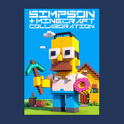 Свитшот хлопковый мужской Homer Simpson and Minecraft - collaboration ai art, цвет: тёмно-синий — фото 2